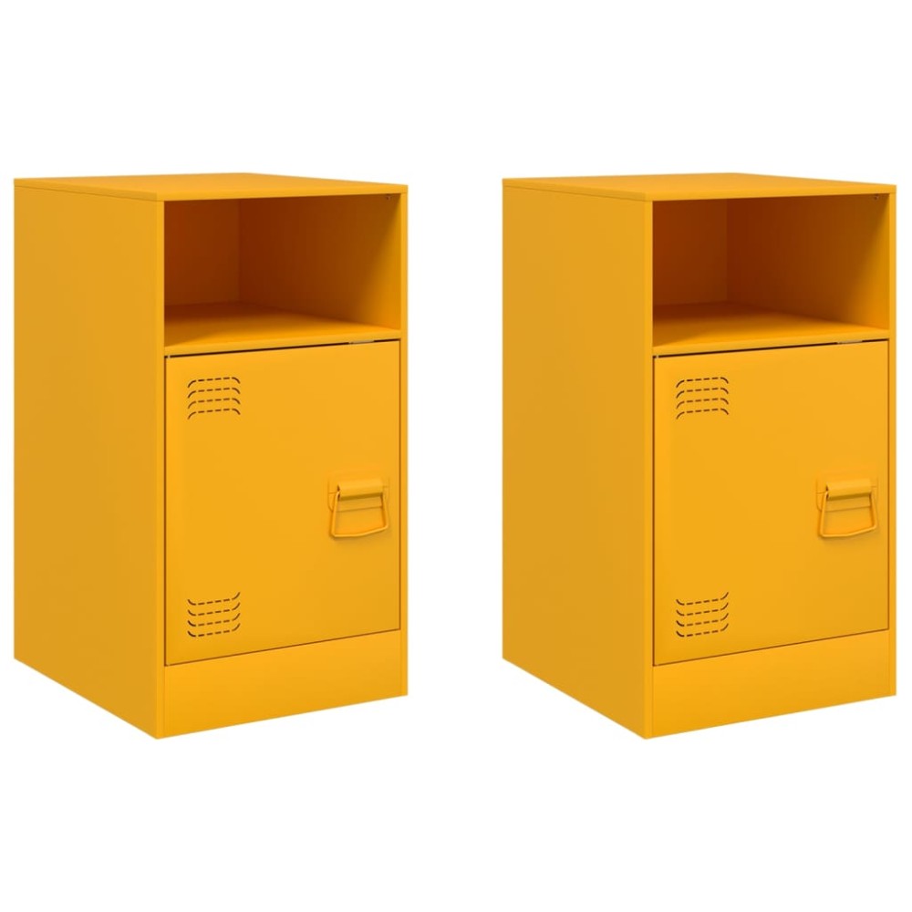 vidaXL Κομοδίνα 2 τεμ. Μουσταρδί 34,5x39x62 εκ. από Χάλυβα