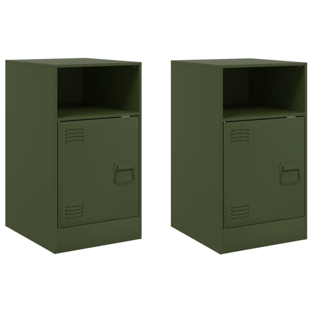vidaXL Κομοδίνα 2 τεμ. Πράσινο Λαδί 34,5x39x62 εκ. από Χάλυβα