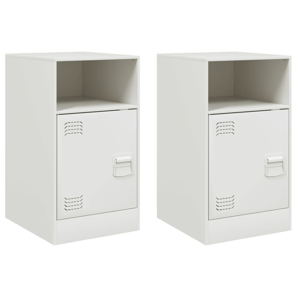 vidaXL Κομοδίνα 2 τεμ. Λευκό 34,5x39x62 εκ. από Χάλυβα
