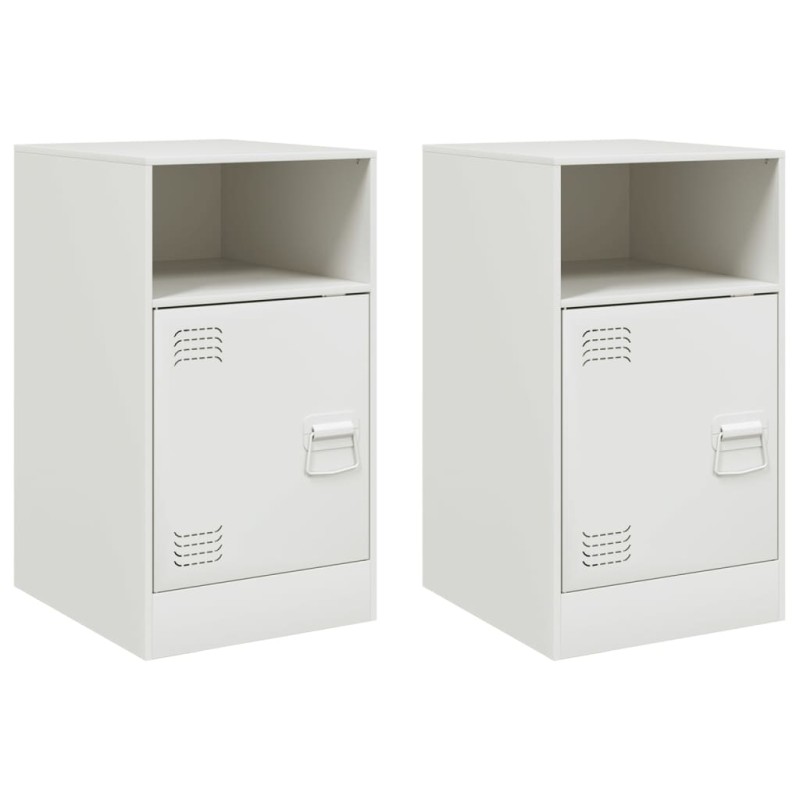 vidaXL Κομοδίνα 2 τεμ. Λευκό 34,5x39x62 εκ. από Χάλυβα