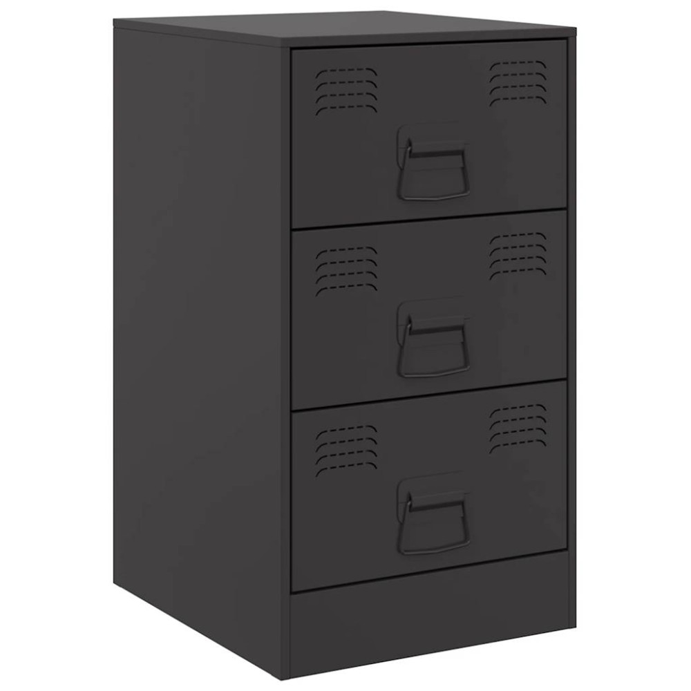 vidaXL Κομοδίνο Μαύρο 34,5x39x62 εκ. από Χάλυβα