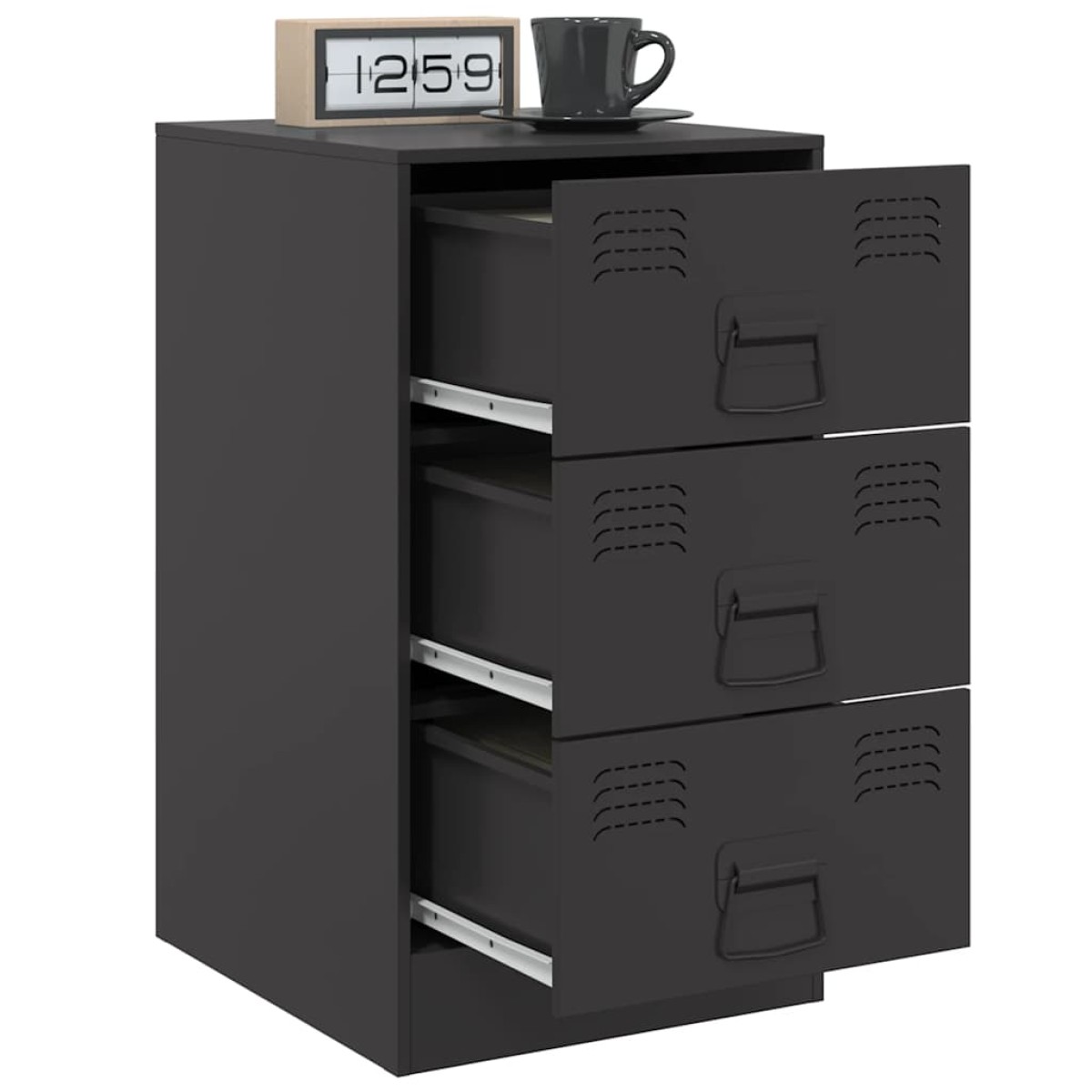 vidaXL Κομοδίνο Μαύρο 34,5x39x62 εκ. από Χάλυβα