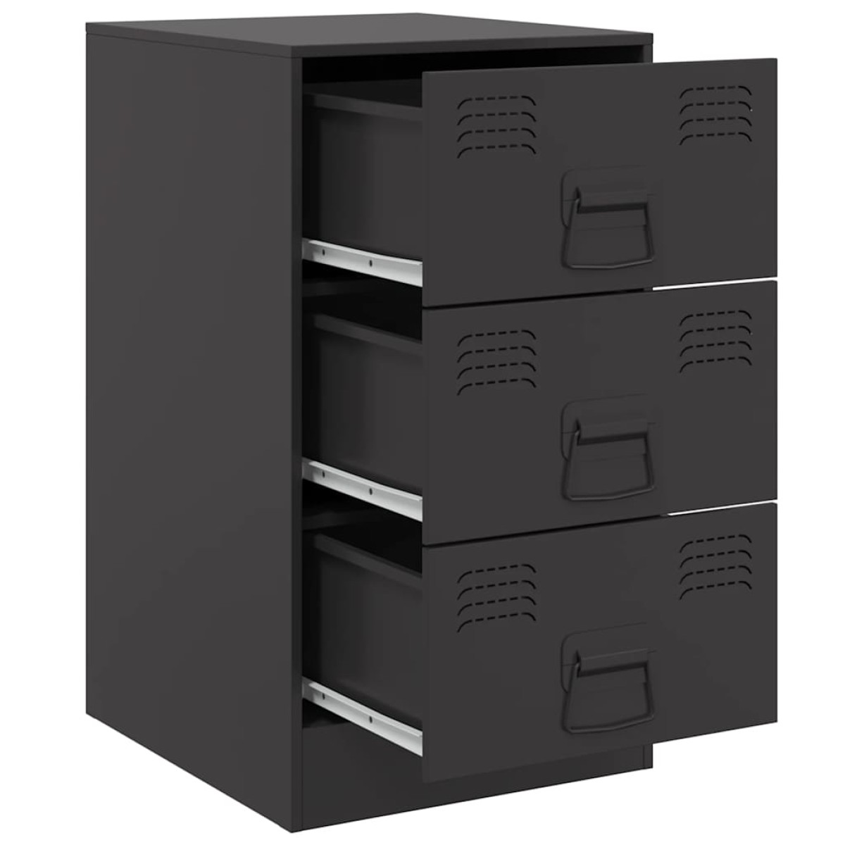 vidaXL Κομοδίνα 2 τεμ. Μαύρα 34,5x39x62 εκ. από Χάλυβα
