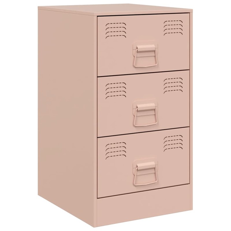 vidaXL Κομοδίνο Ροζ 34,5x39x62 εκ. από Χάλυβα