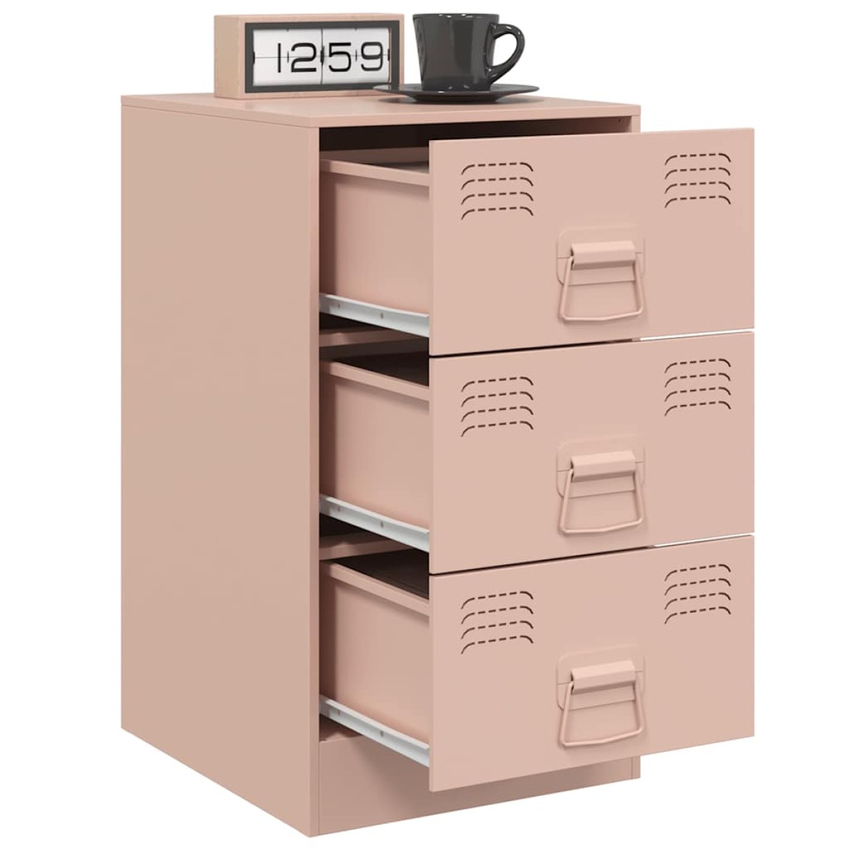 vidaXL Κομοδίνο Ροζ 34,5x39x62 εκ. από Χάλυβα