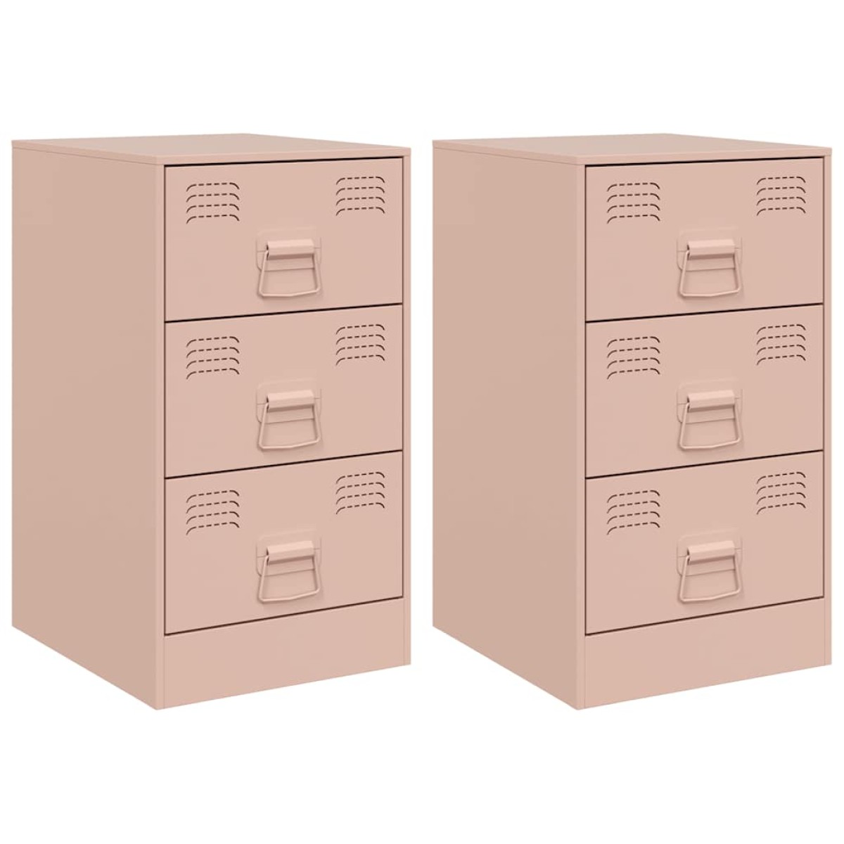 vidaXL Κομοδίνα 2 τεμ. Ροζ 34,5x39x62 εκ. από Χάλυβα