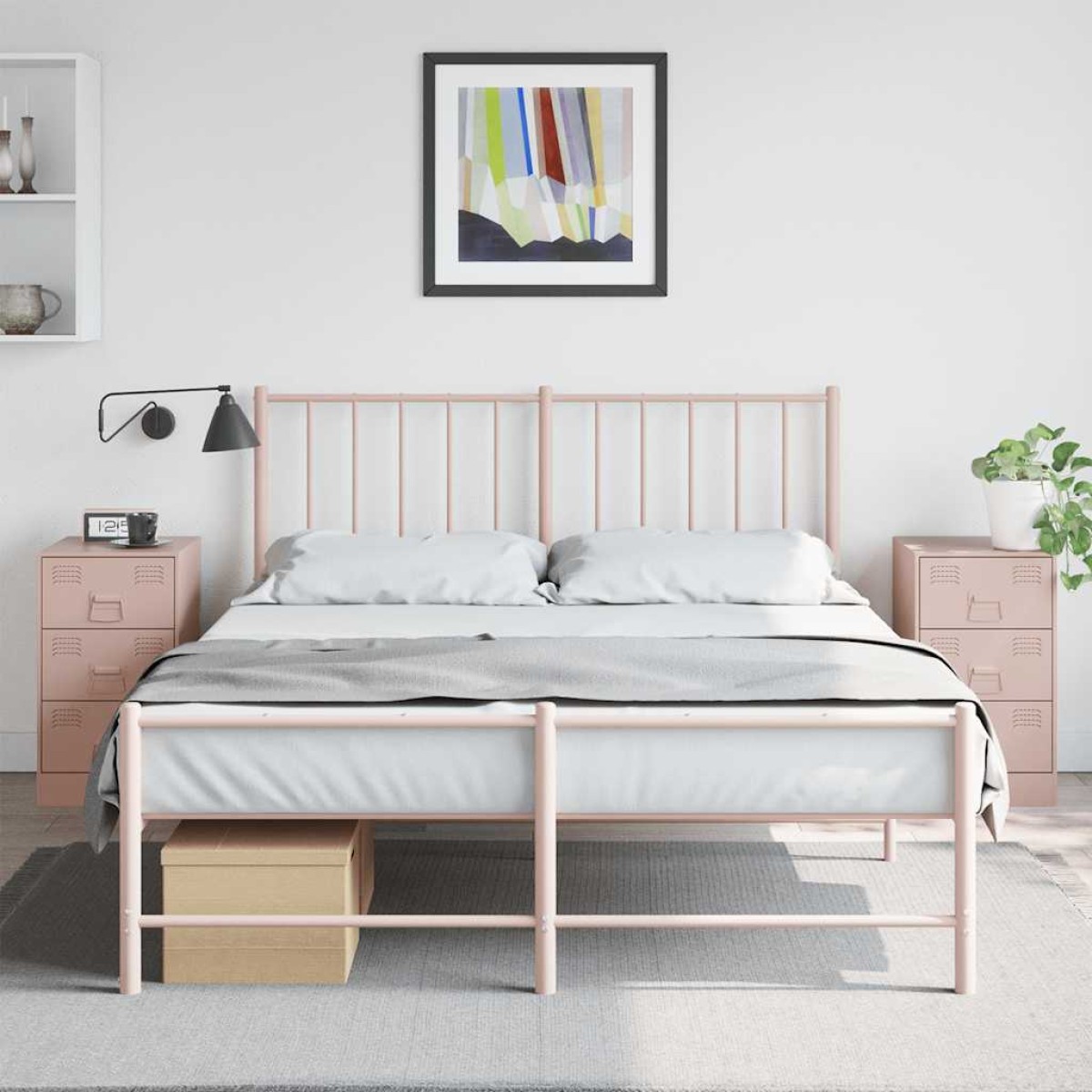 vidaXL Κομοδίνα 2 τεμ. Ροζ 34,5x39x62 εκ. από Χάλυβα