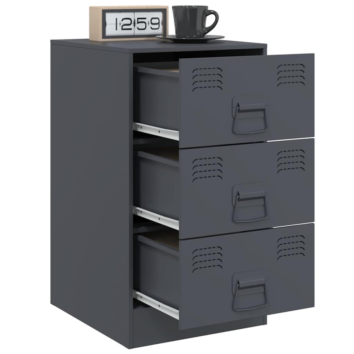 vidaXL Κομοδίνα 2 τεμ. Ανθρακί 34,5x39x62 εκ. από Χάλυβα