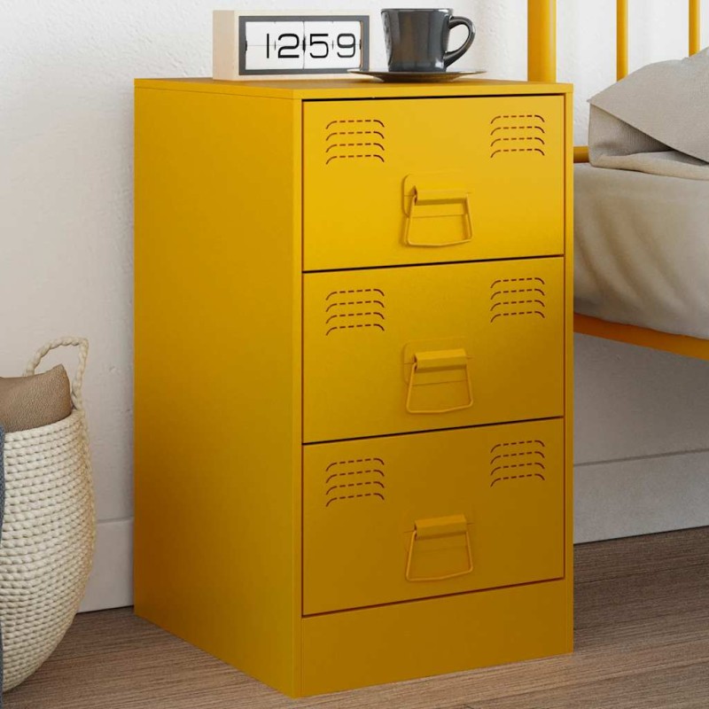 vidaXL Κομοδίνο Μουσταρδί 34,5 x 39 x 62 εκ. από Χάλυβα