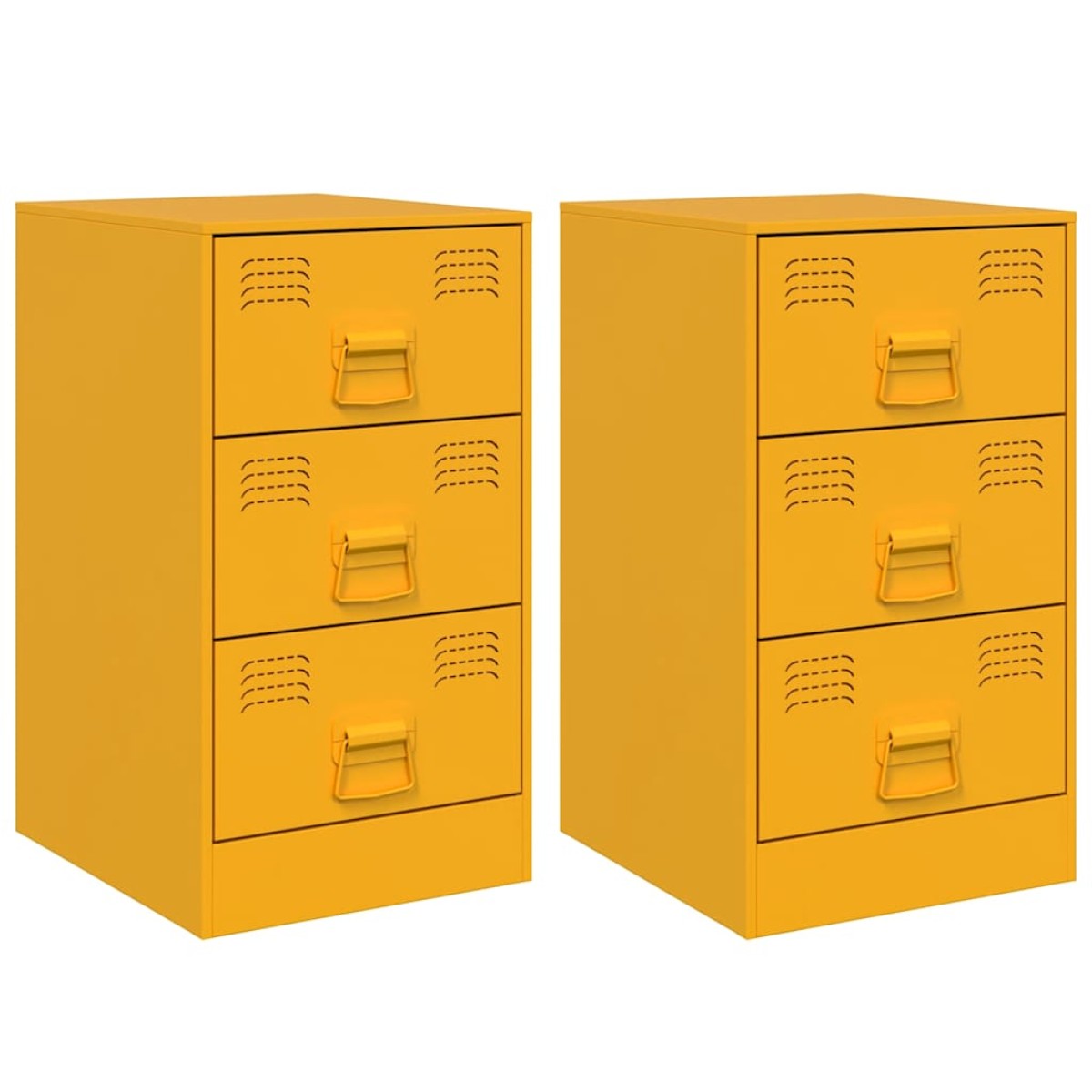 vidaXL Κομοδίνα 2 τεμ. Μουσταρδί 34,5x39x62 εκ. από Χάλυβα