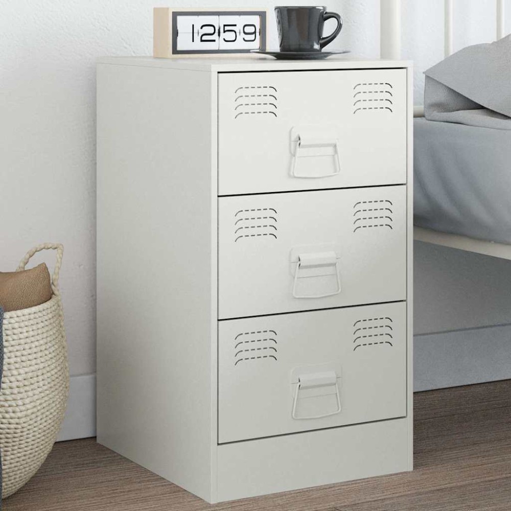 vidaXL Κομοδίνο Λευκό 34,5x39x62 εκ. από Χάλυβα