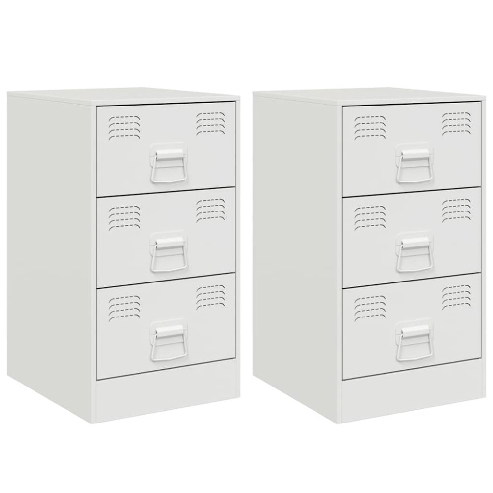 vidaXL Κομοδίνα 2 τεμ. Λευκό 34,5x39x62 εκ. από Χάλυβα