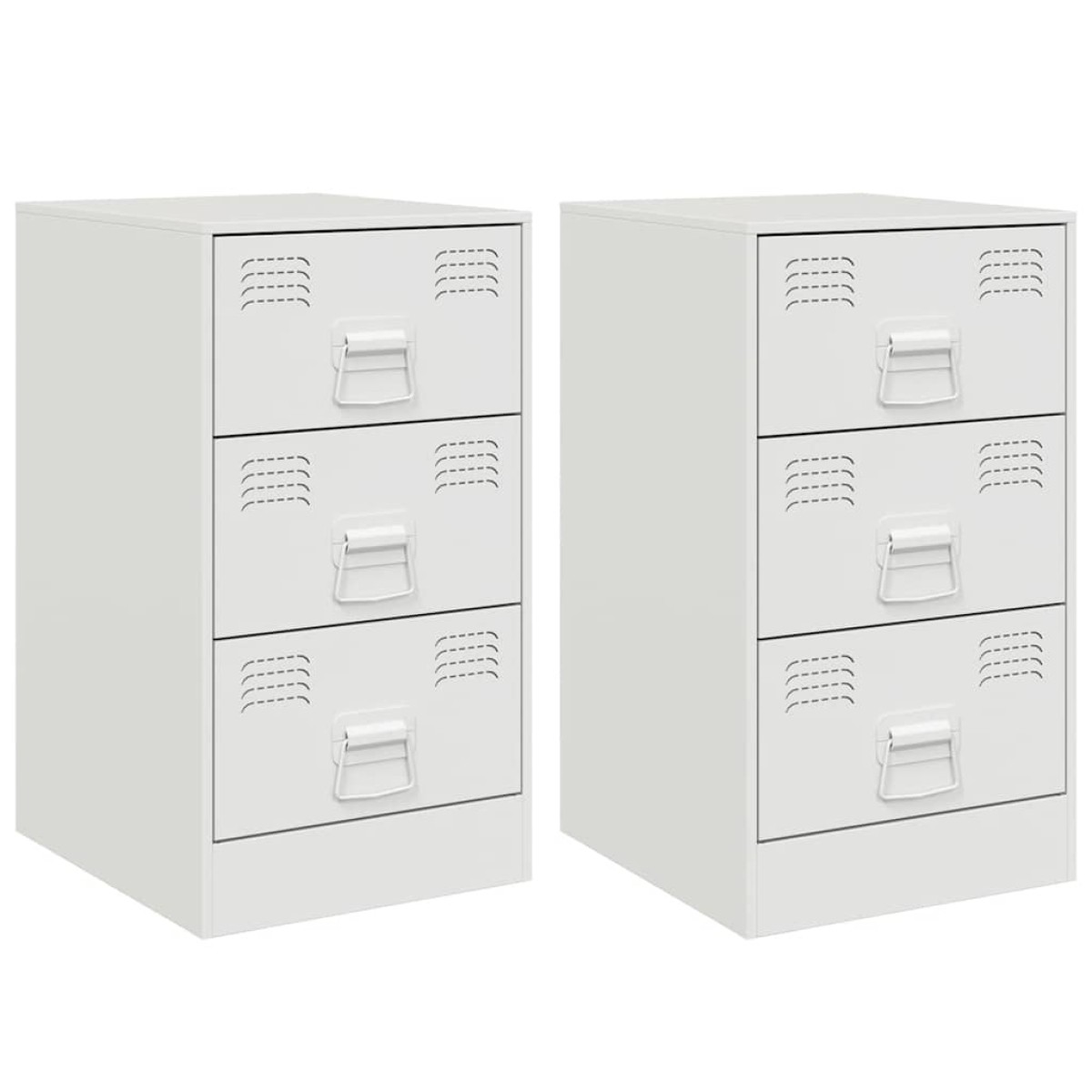 vidaXL Κομοδίνα 2 τεμ. Λευκό 34,5x39x62 εκ. από Χάλυβα
