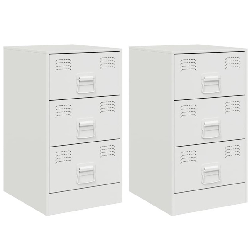 vidaXL Κομοδίνα 2 τεμ. Λευκό 34,5x39x62 εκ. από Χάλυβα