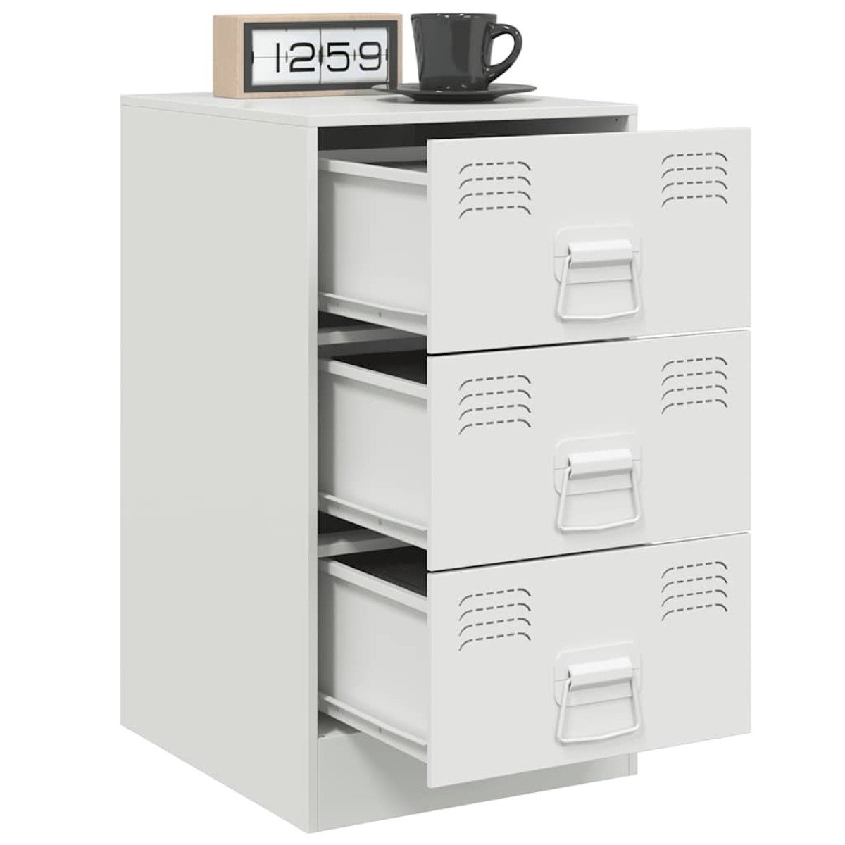 vidaXL Κομοδίνα 2 τεμ. Λευκό 34,5x39x62 εκ. από Χάλυβα