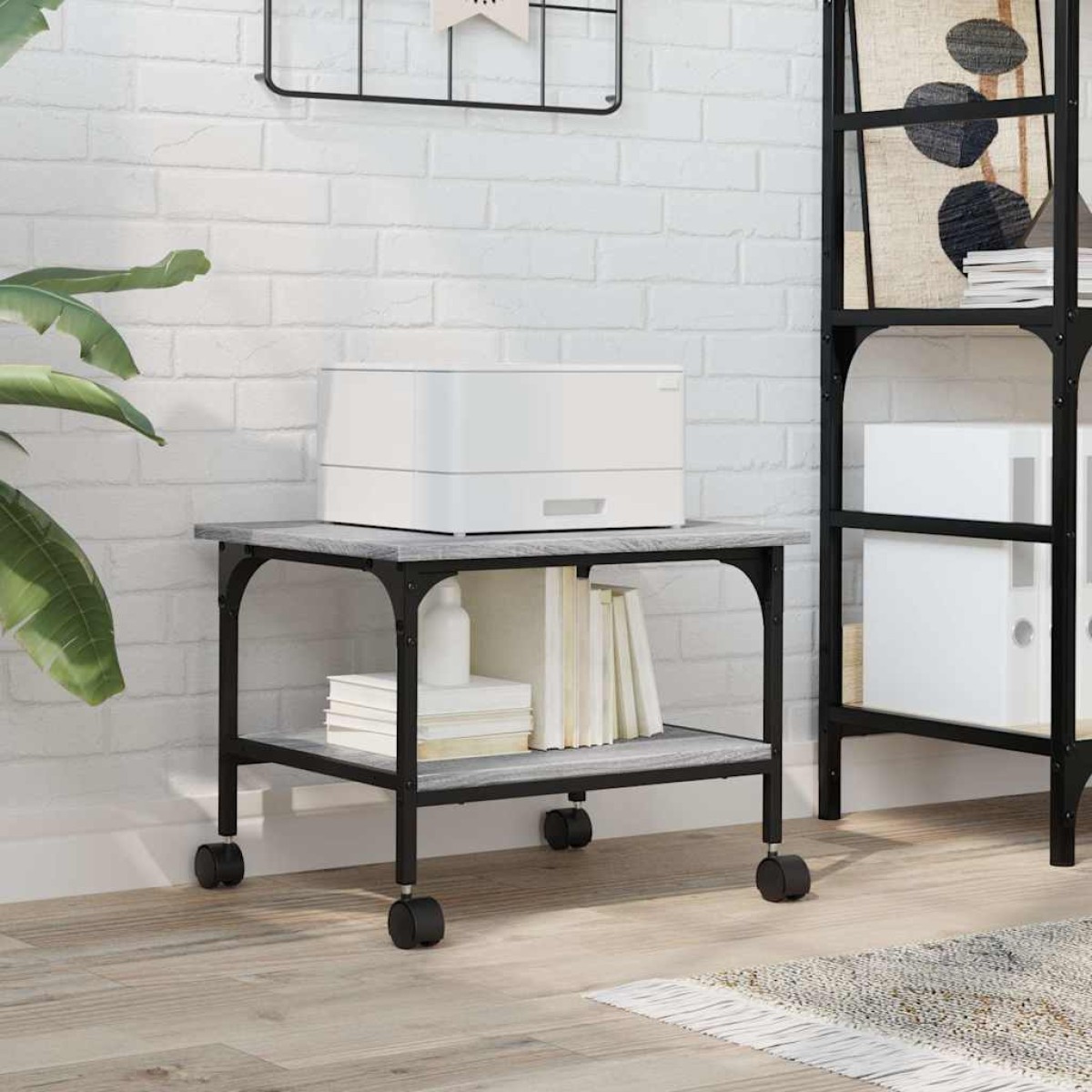 vidaXL Βάση Εκτυπωτή 2 Επιπέδων Γκρι Sonoma 50x40x38 εκ Επεξ. Ξύλο