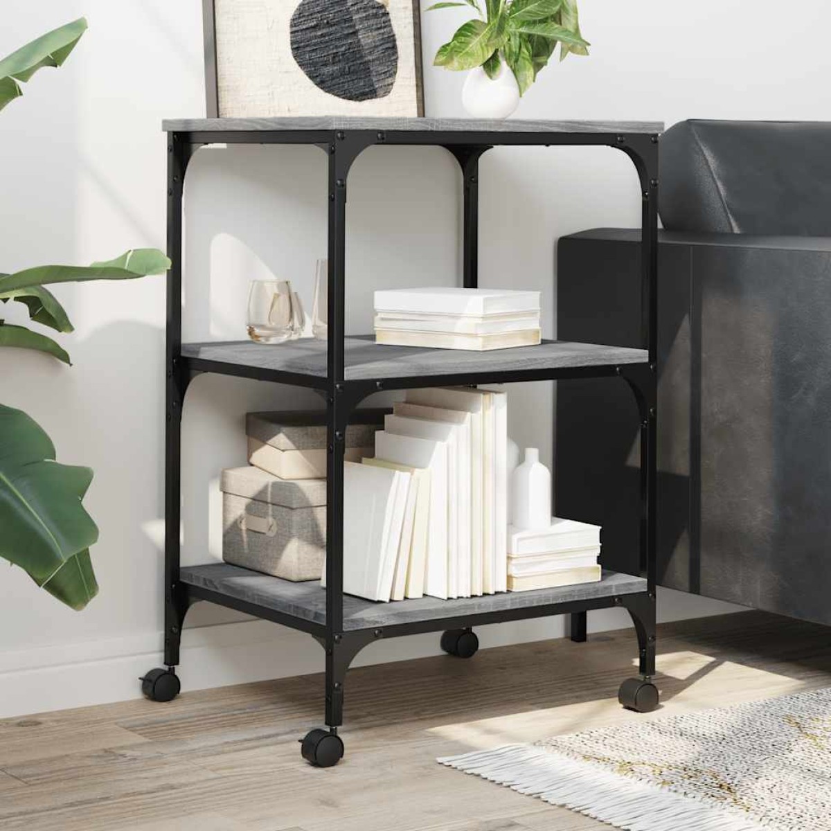 vidaXL Βάση Εκτυπωτή 3 Επιπέδων Γκρι Sonoma 50x41x75 εκ Επεξ. Ξύλο