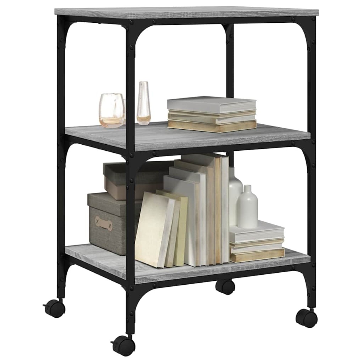 vidaXL Βάση Εκτυπωτή 3 Επιπέδων Γκρι Sonoma 50x41x75 εκ Επεξ. Ξύλο