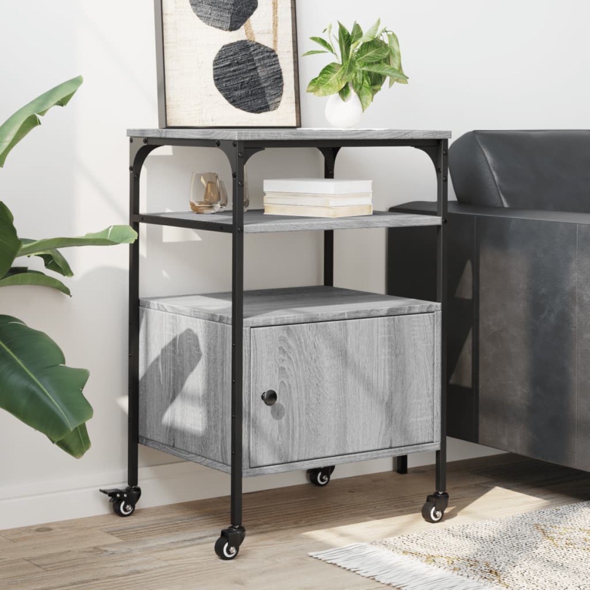 vidaXL Βάση Εκτυπωτή 3 Επιπέδων Γκρι Sonoma 50x40x76 εκ Επεξ. Ξύλο
