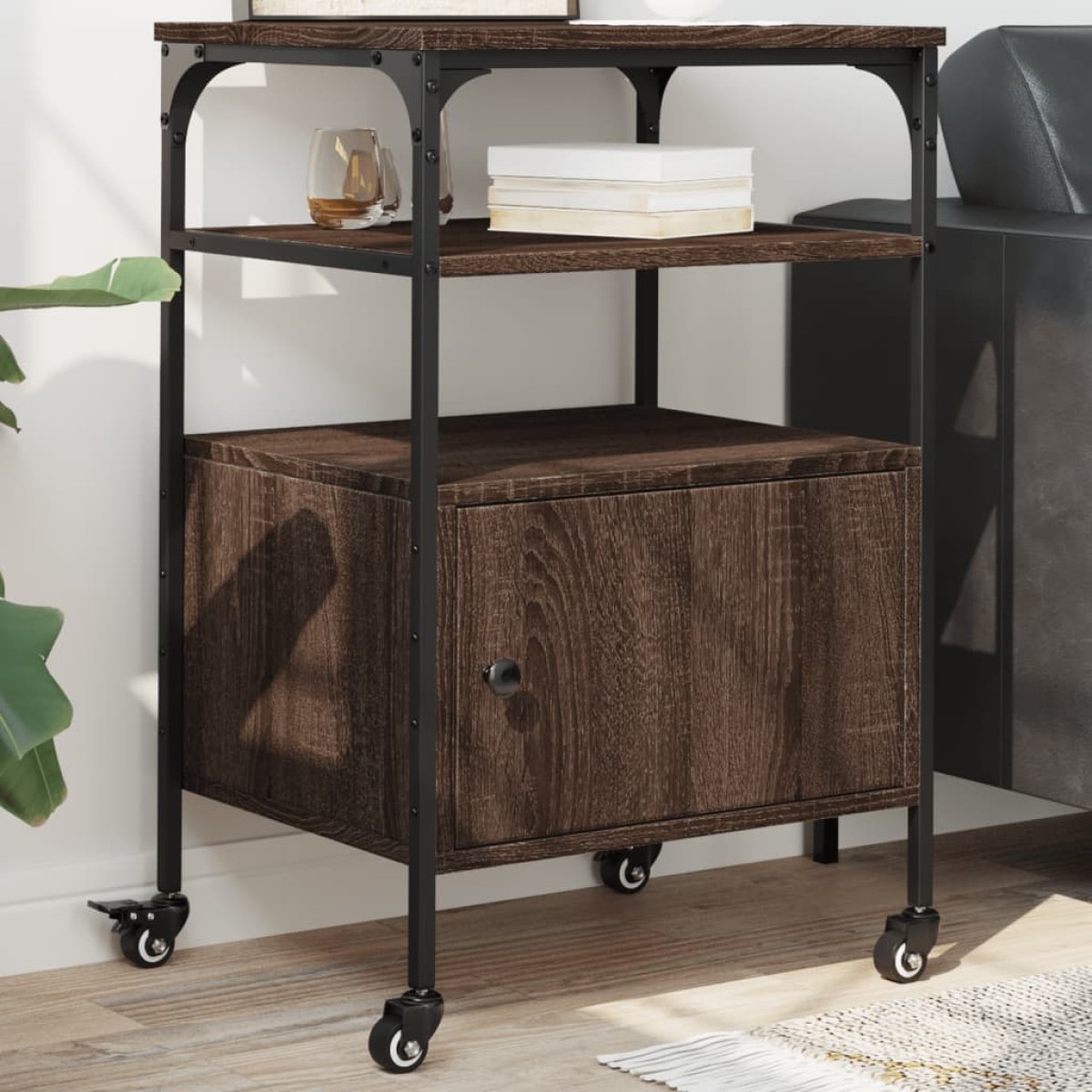 vidaXL Βάση Εκτυπωτή 3 Επιπέδων Καφέ Δρυς 50x40x76 εκ Επεξ. Ξύλο