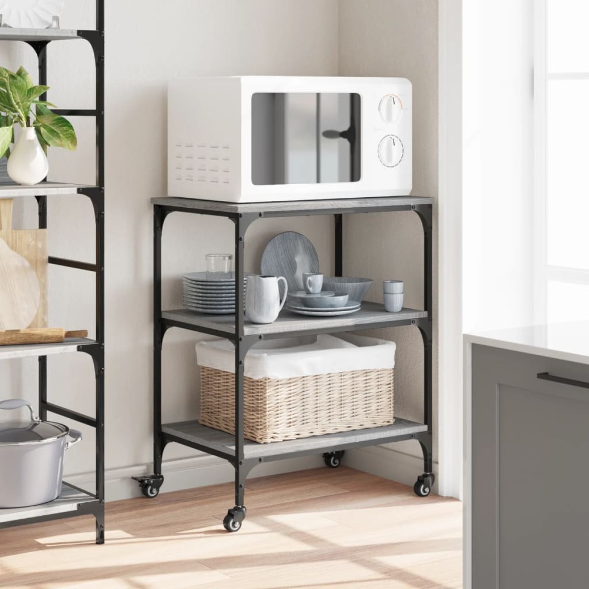 vidaXL Τρόλεϊ Κουζίνας Sonoma Γκρι 60x41x76 εκ. από Επεξεργασμένο Ξύλο