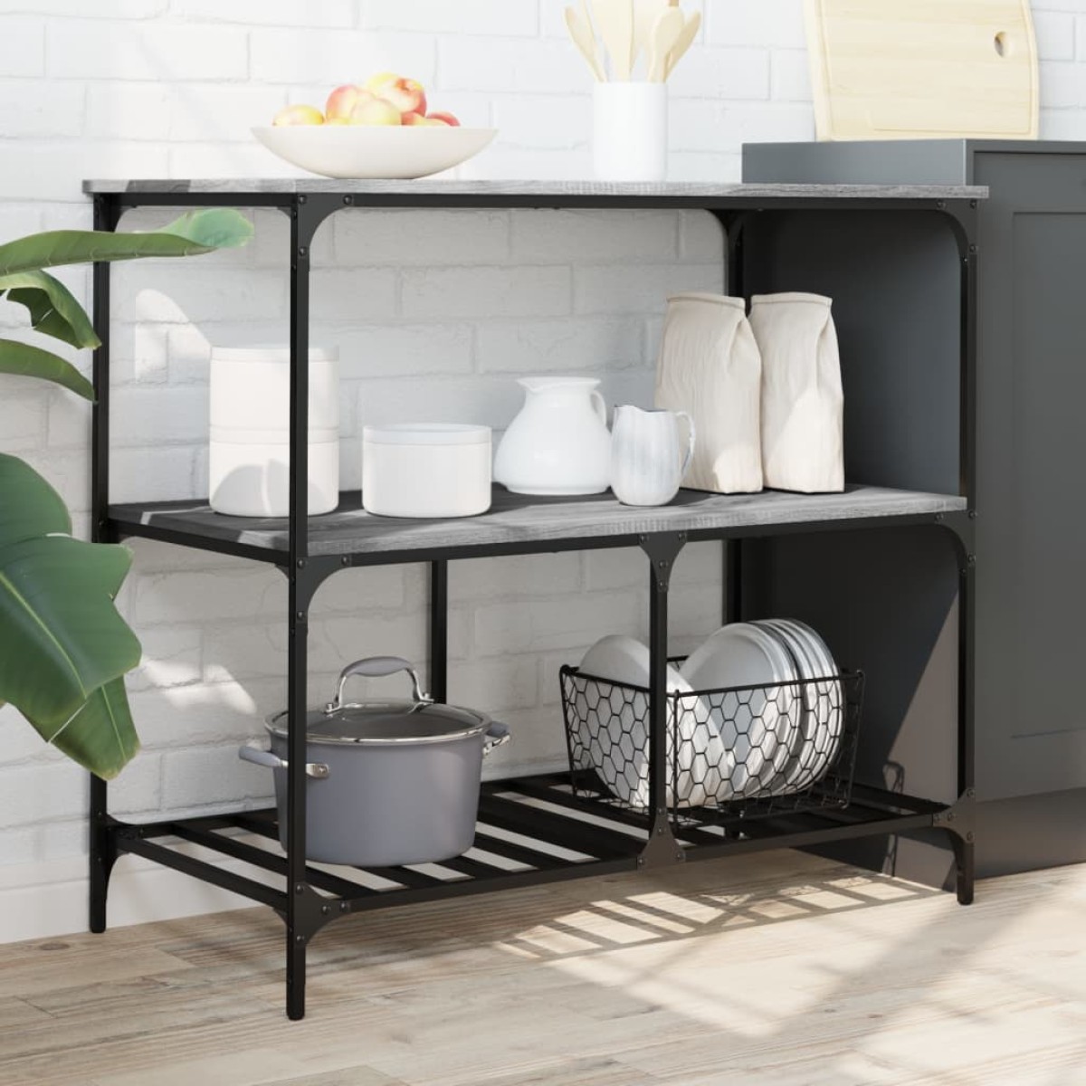 vidaXL Τρόλεϊ Κουζίνας Sonoma Γκρι 100x50x95 εκ. Επεξεργασμένο Ξύλο