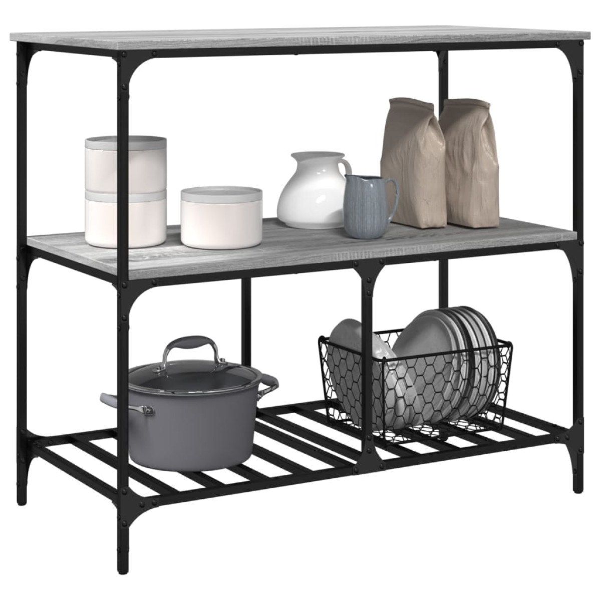 vidaXL Τρόλεϊ Κουζίνας Sonoma Γκρι 100x50x95 εκ. Επεξεργασμένο Ξύλο