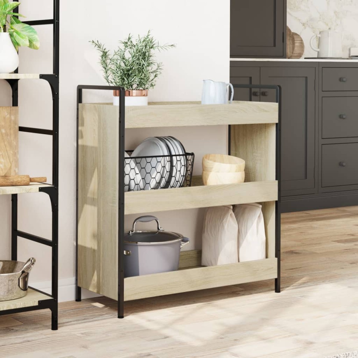 vidaXL Τρόλεϊ Κουζίνας Sonoma Δρυς 70x30x82 εκ. από Επεξεργασμένο Ξύλο
