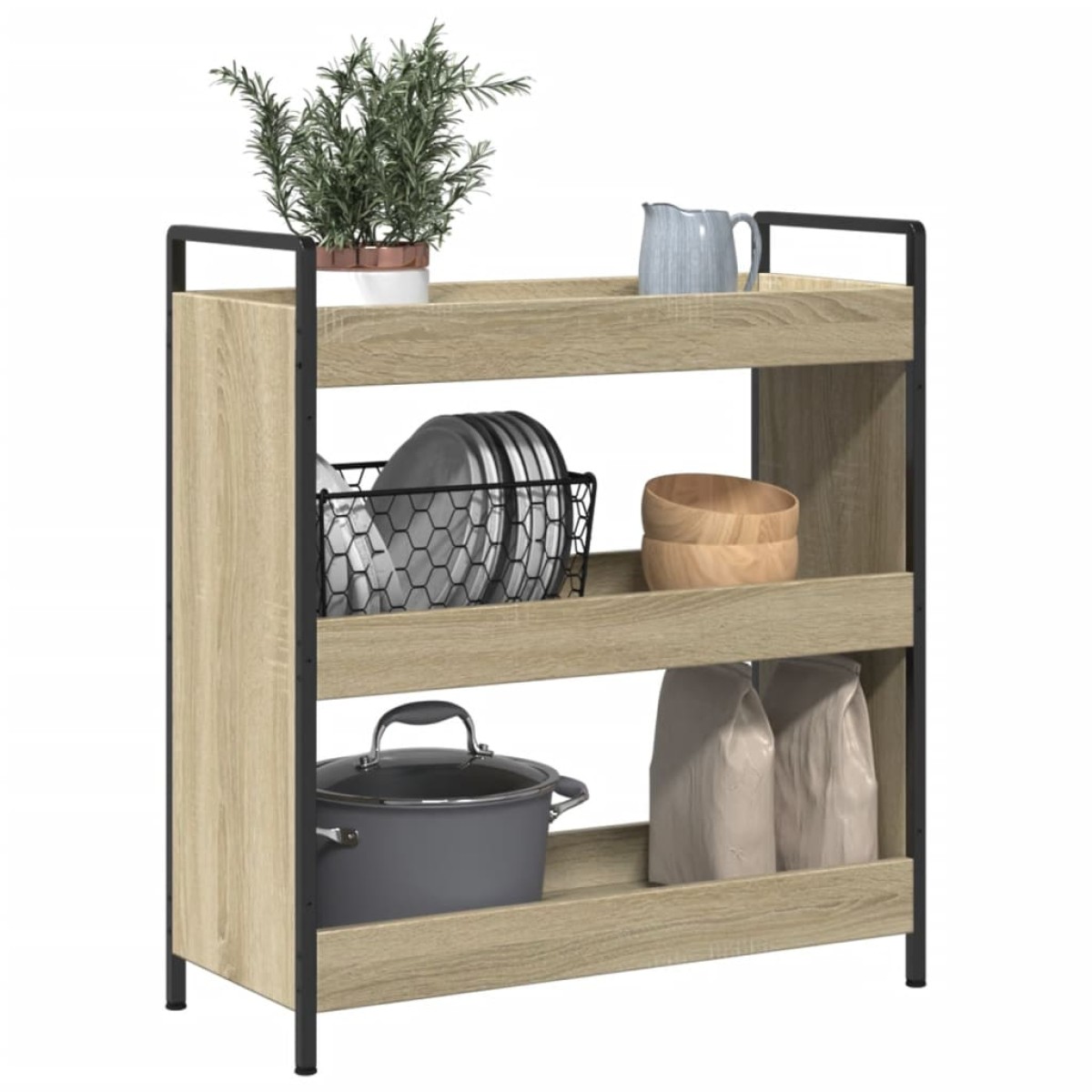 vidaXL Τρόλεϊ Κουζίνας Sonoma Δρυς 70x30x82 εκ. από Επεξεργασμένο Ξύλο