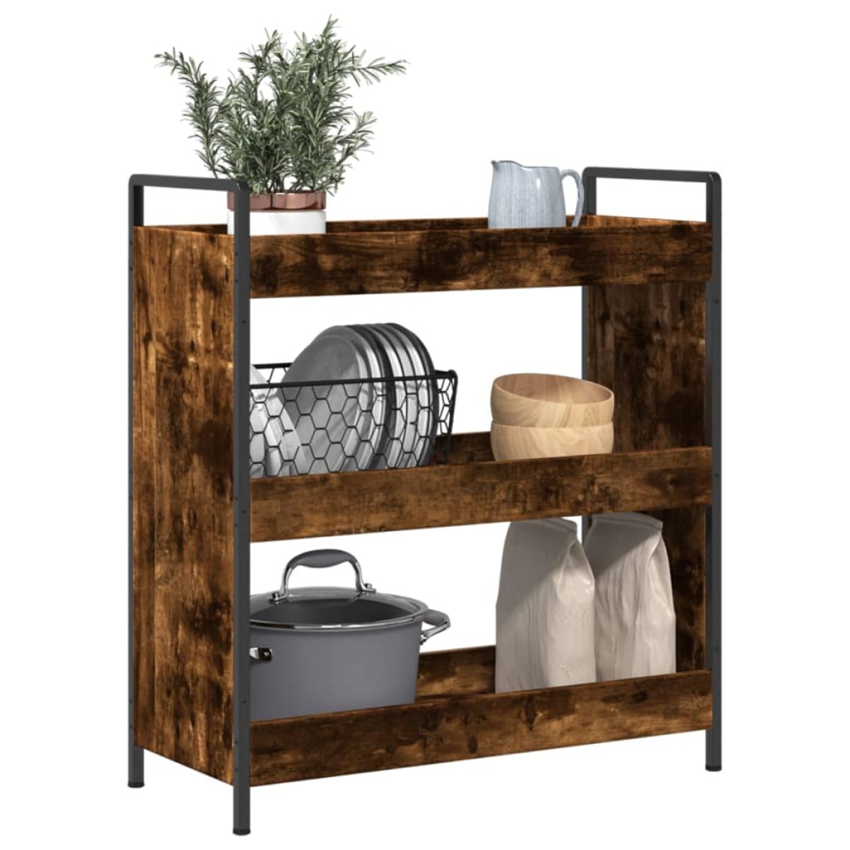 vidaXL Τρόλεϊ Κουζίνας Καπνιστή Δρυς 70x30x82 εκ. Επεξεργασμένο Ξύλο