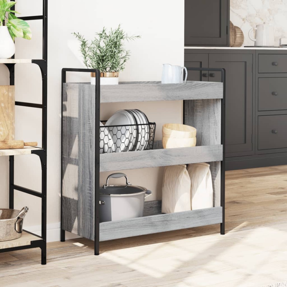 vidaXL Τρόλεϊ Κουζίνας Sonoma Γκρι 70x30x82 εκ. από Επεξεργασμένο Ξύλο