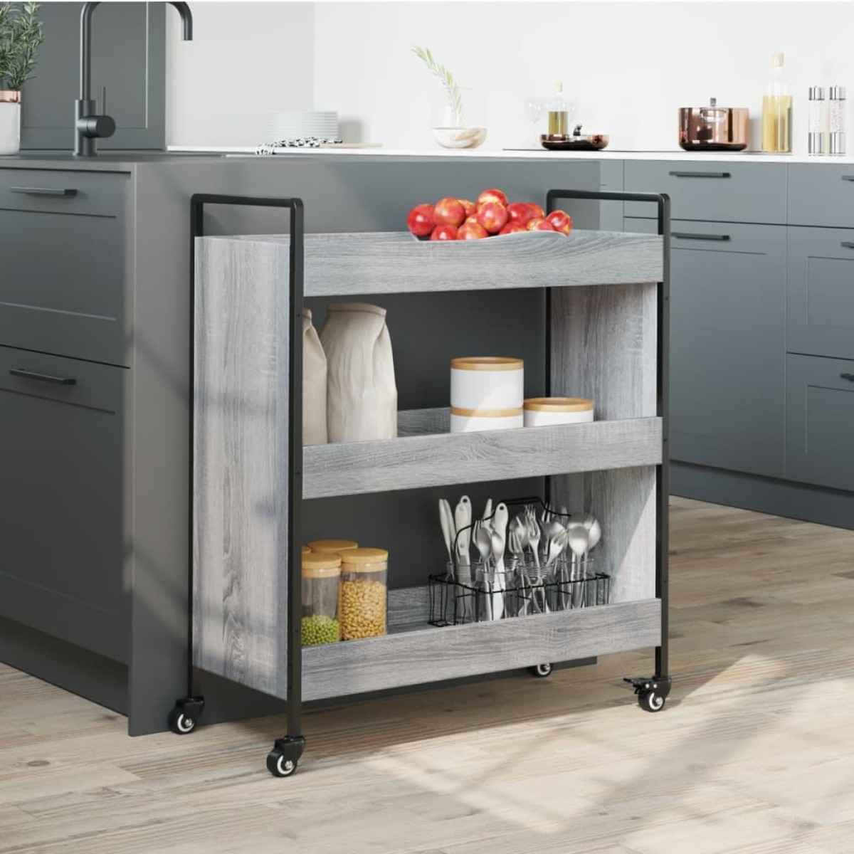 vidaXL Τρόλεϊ Κουζίνας Sonoma Γκρι 70x30x82 εκ. από Επεξεργασμένο Ξύλο