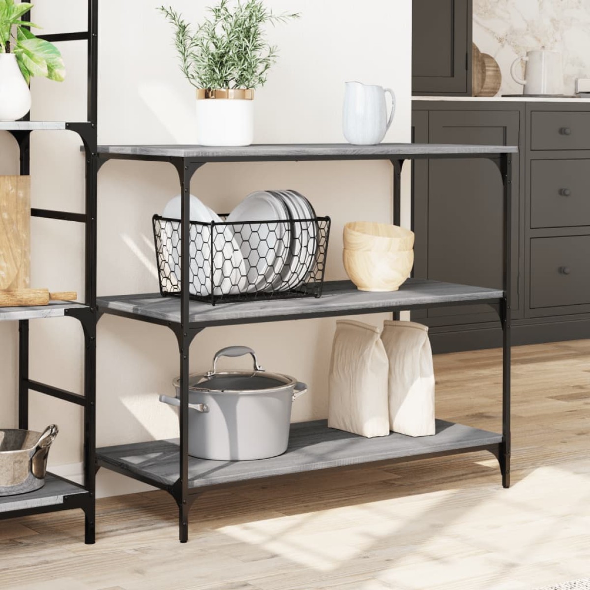 vidaXL Τρόλεϊ Κουζίνας Sonoma Γκρι 102x50x95 εκ. Επεξεργασμένο Ξύλο