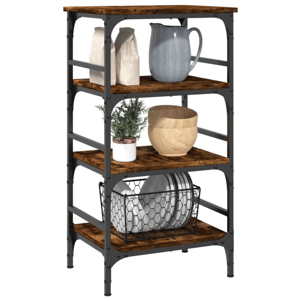 vidaXL Τρόλεϊ Κουζίνας Καπνιστή Δρυς 45x35x89,5 εκ Επεξεργασμένο Ξύλο