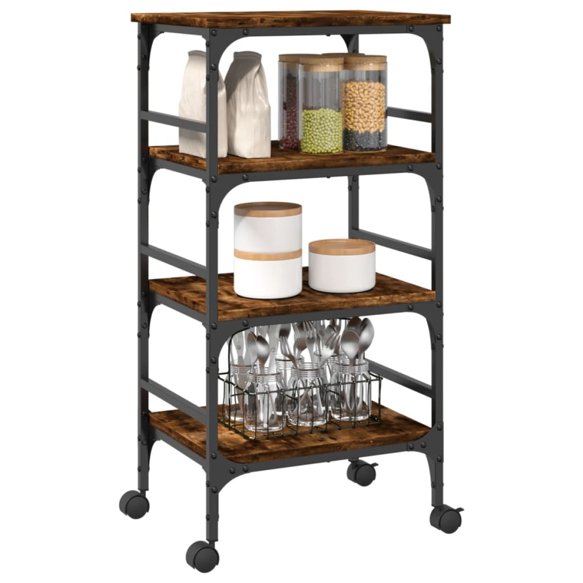 vidaXL Τρόλεϊ Κουζίνας Καπνιστή Δρυς 45x35x89,5 εκ Επεξεργασμένο Ξύλο