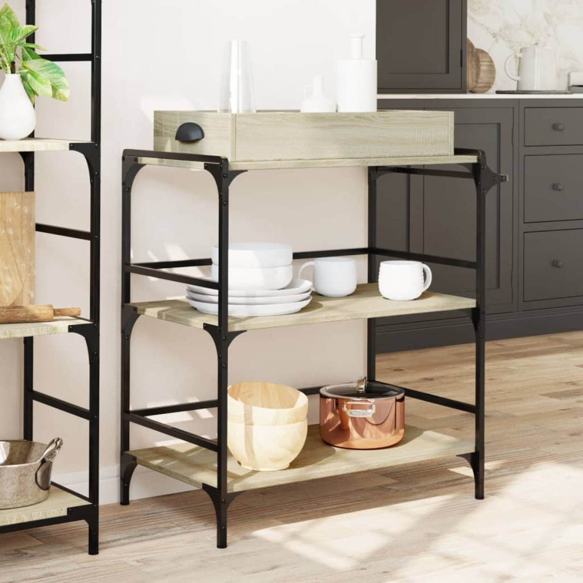 vidaXL Τρόλεϊ Κουζίνας Sonoma Δρυς 81,5x41x92,5 εκ. Επεξεργασμένο Ξύλο