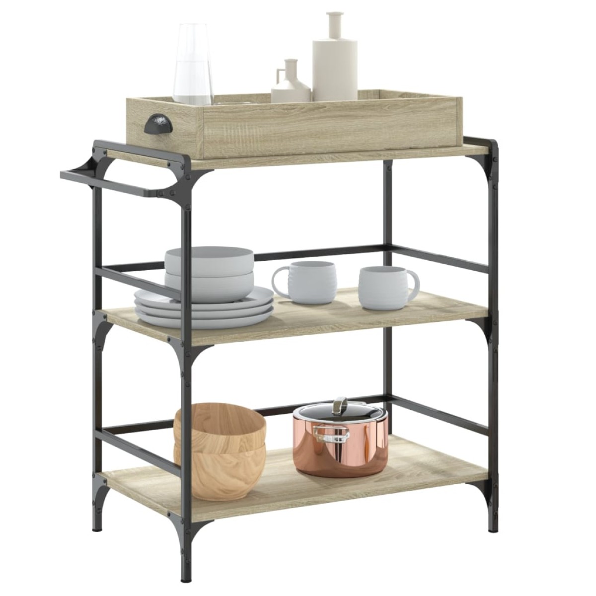 vidaXL Τρόλεϊ Κουζίνας Sonoma Δρυς 81,5x41x92,5 εκ. Επεξεργασμένο Ξύλο