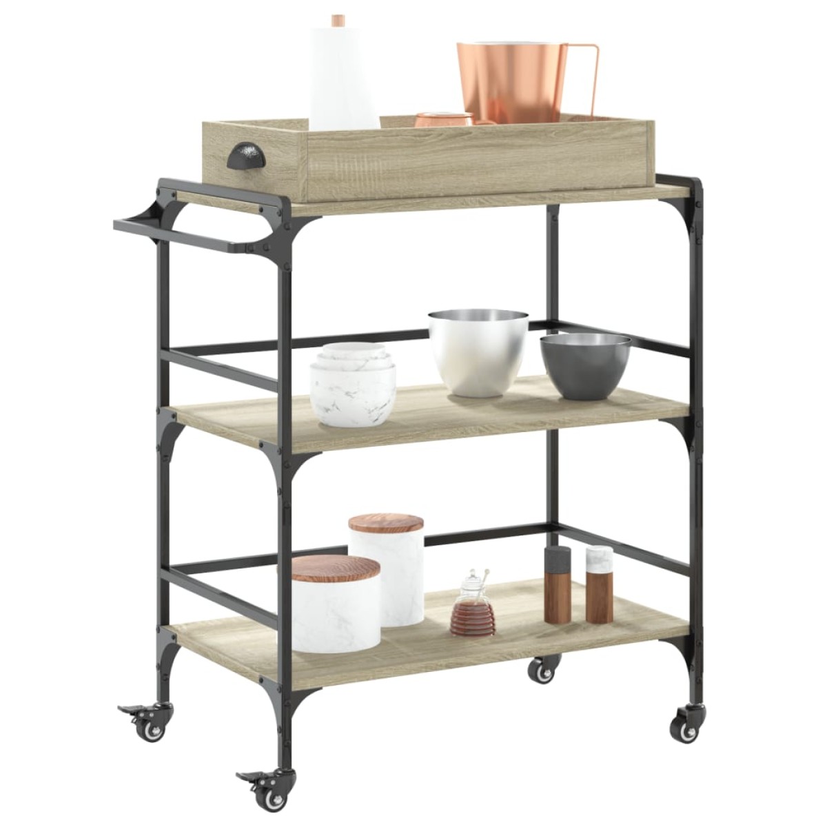 vidaXL Τρόλεϊ Κουζίνας Sonoma Δρυς 81,5x41x92,5 εκ. Επεξεργασμένο Ξύλο