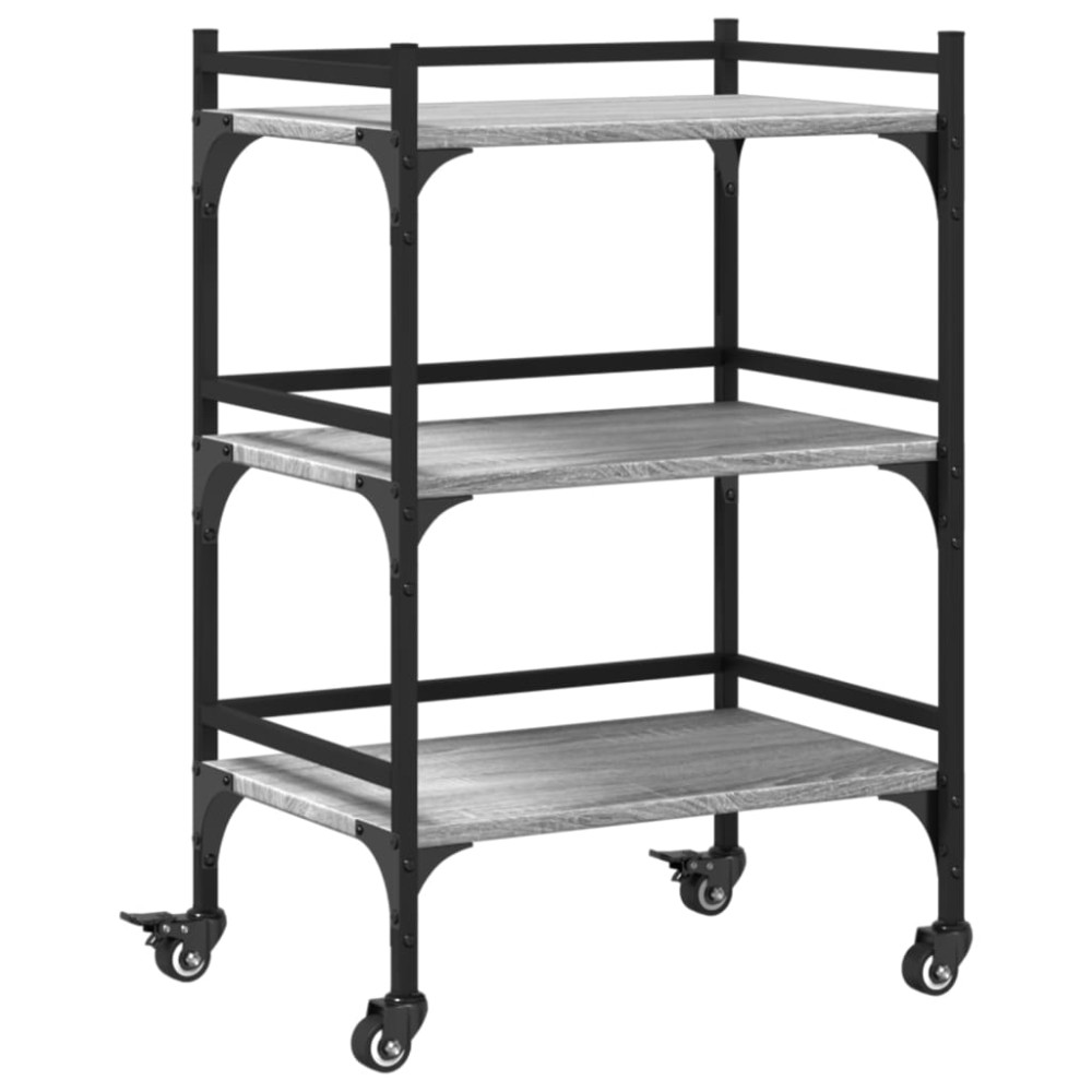 vidaXL Τρόλεϊ Κουζίνας Sonoma Γκρι 50x35x75,5 εκ. Επεξεργασμένο Ξύλο