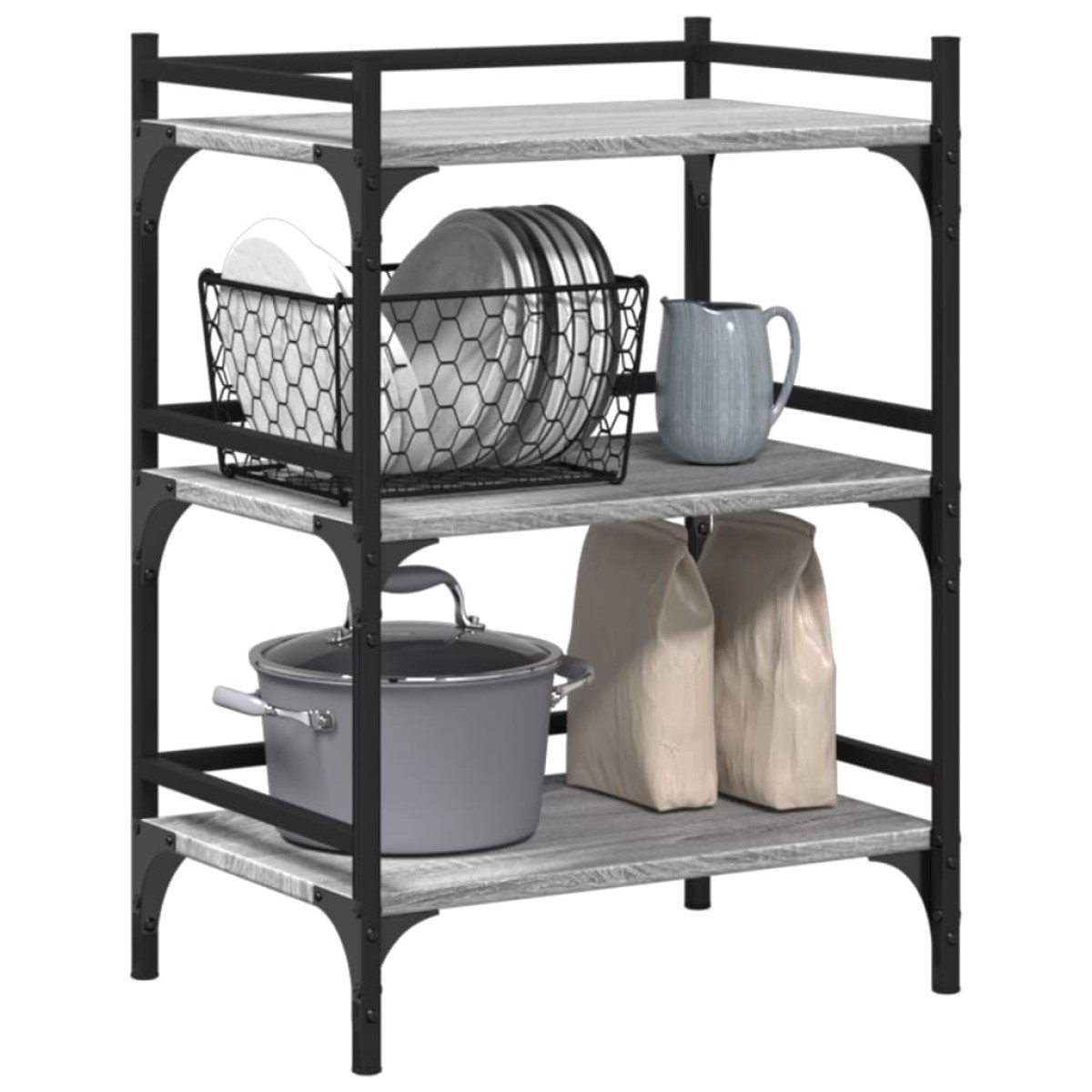vidaXL Τρόλεϊ Κουζίνας Sonoma Γκρι 50x35x75,5 εκ. Επεξεργασμένο Ξύλο