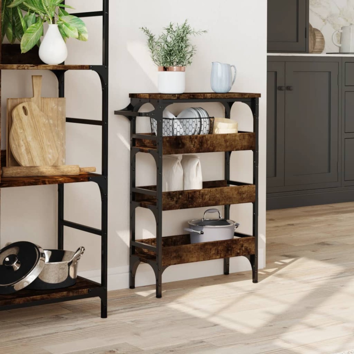 vidaXL Τρόλεϊ Κουζίνας Καπνιστή Δρυς 53x20x76 εκ. Επεξεργασμένο Ξύλο
