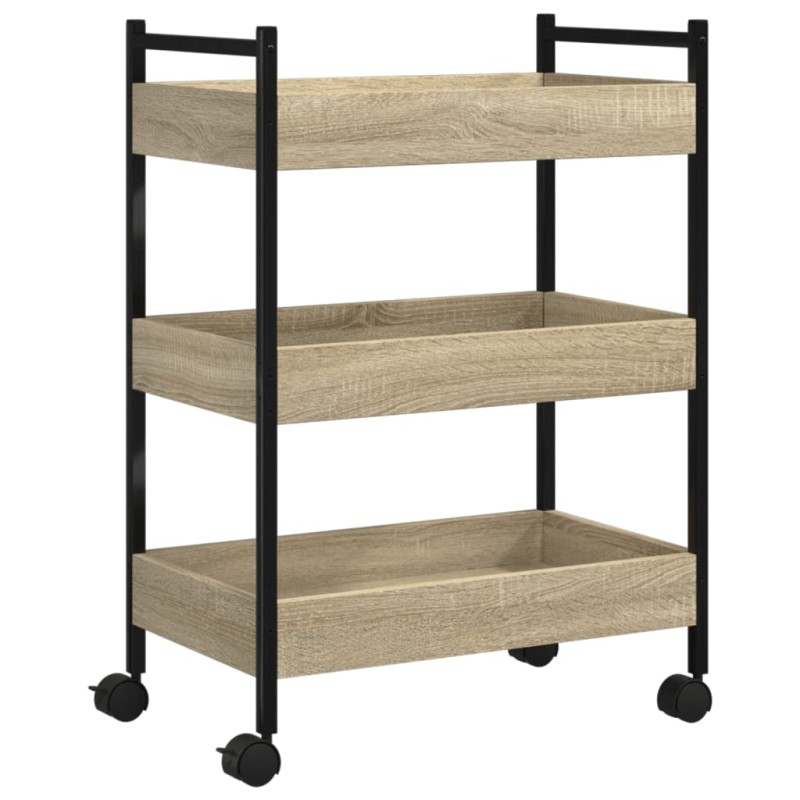 vidaXL Τρόλεϊ Κουζίνας Sonoma Δρυς 50x30x70 εκ. από Επεξεργασμένο Ξύλο