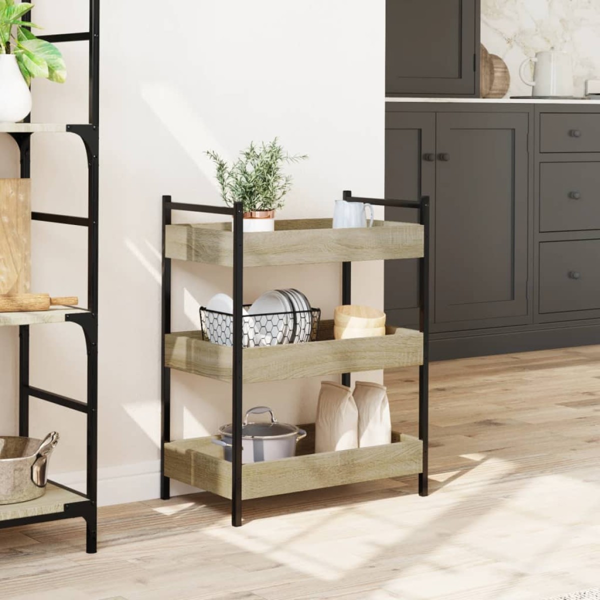 vidaXL Τρόλεϊ Κουζίνας Sonoma Δρυς 50x30x70 εκ. από Επεξεργασμένο Ξύλο