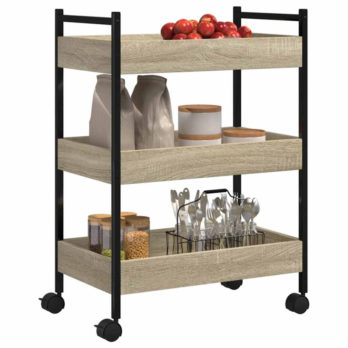 vidaXL Τρόλεϊ Κουζίνας Sonoma Δρυς 50x30x70 εκ. από Επεξεργασμένο Ξύλο