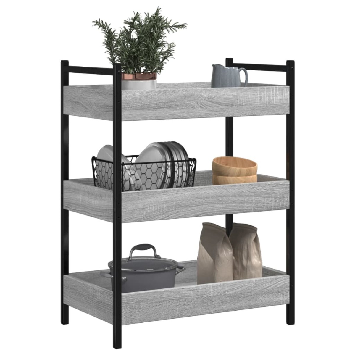 vidaXL Τρόλεϊ Κουζίνας Sonoma Γκρι 50x30x70 εκ. από Επεξεργασμένο Ξύλο