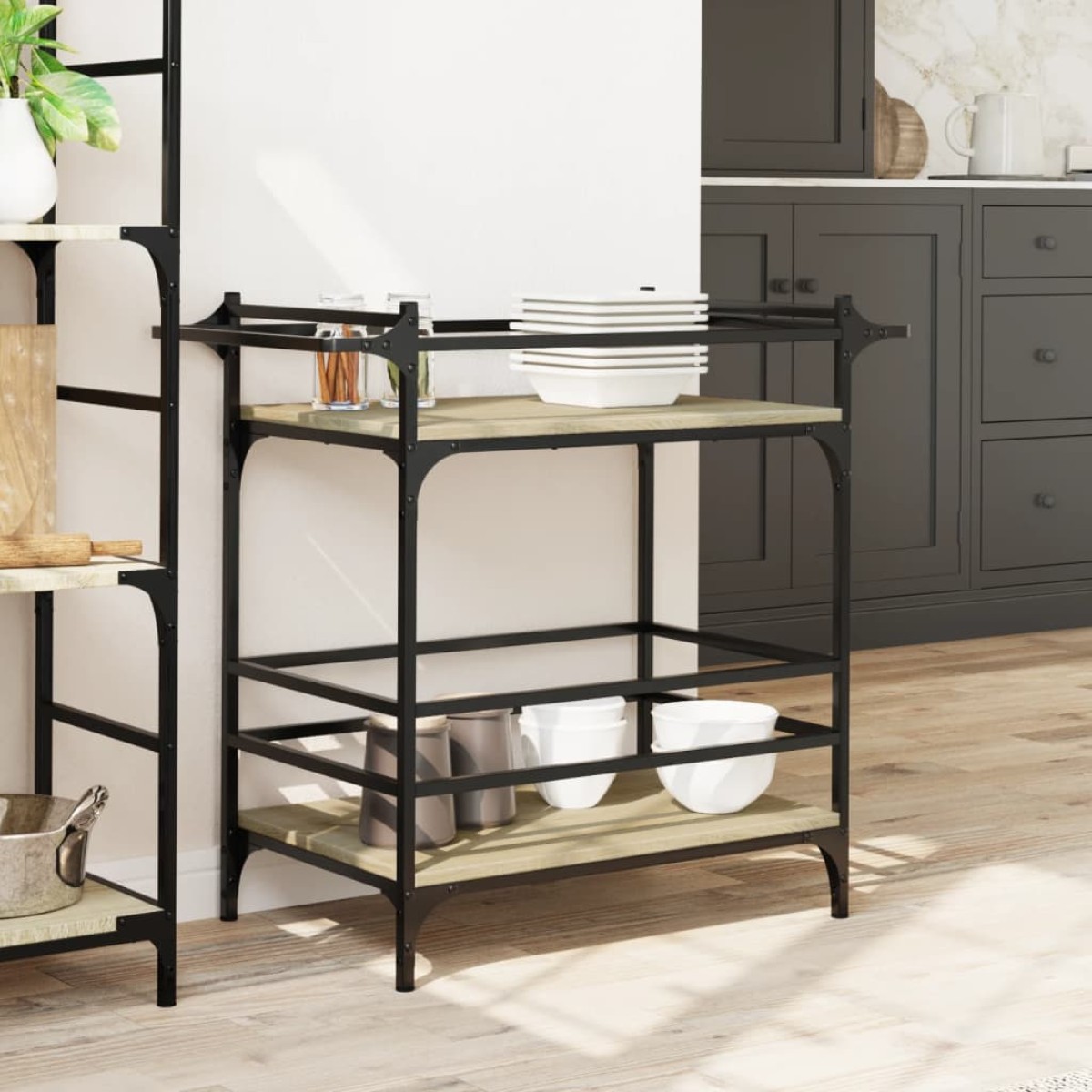 vidaXL Τρόλεϊ Κουζίνας Sonoma Δρυς 82x40x78,5 εκ. Επεξεργασμένο Ξύλο