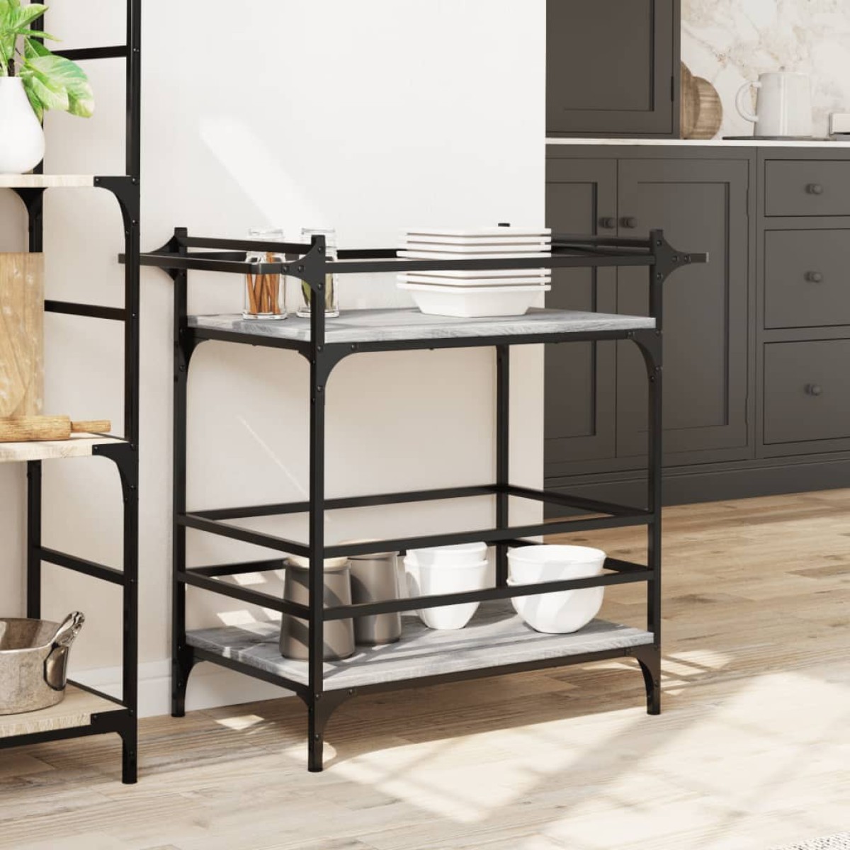 vidaXL Τρόλεϊ Κουζίνας Sonoma Γκρι 82x40x78,5 εκ. Επεξεργασμένο Ξύλο