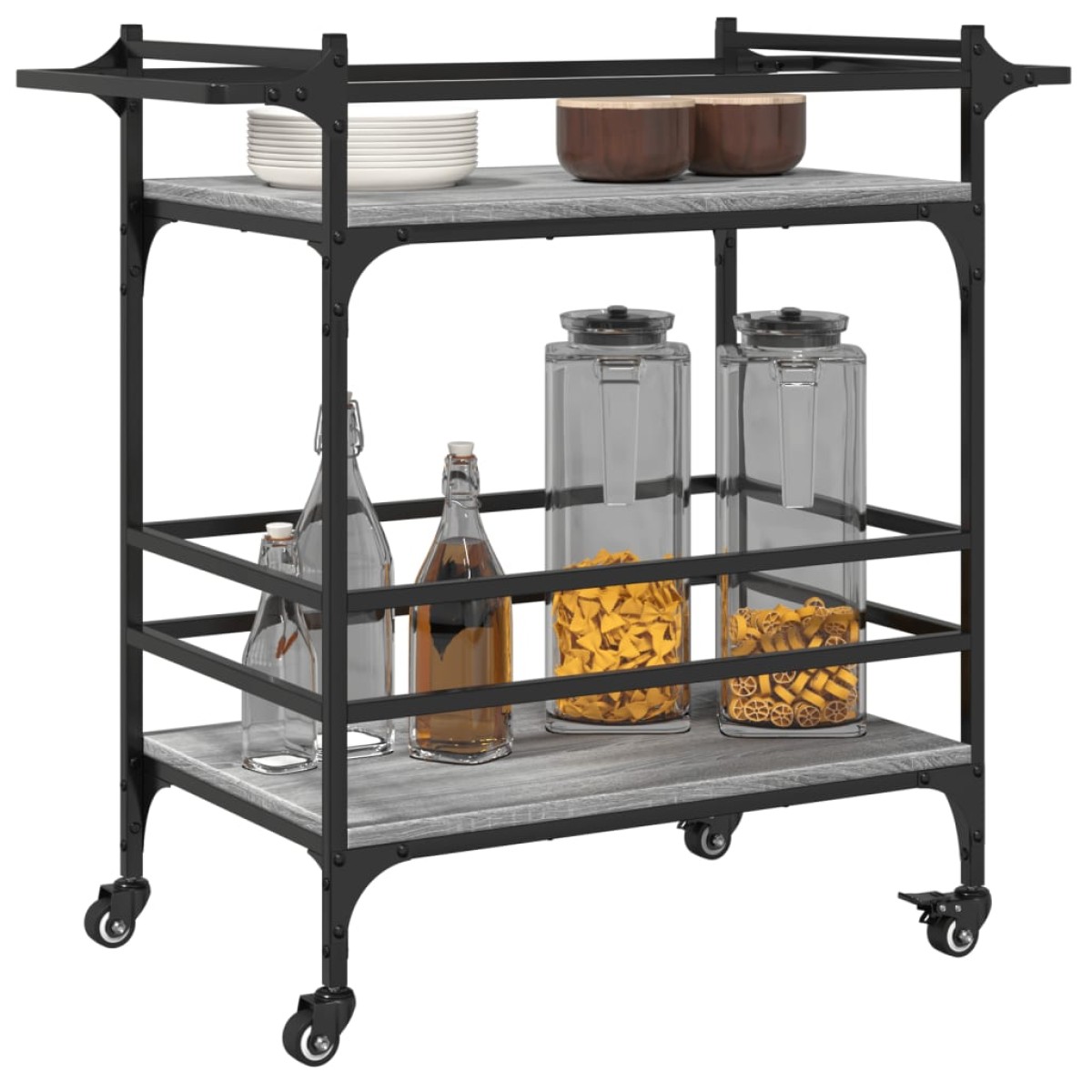 vidaXL Τρόλεϊ Κουζίνας Sonoma Γκρι 82x40x78,5 εκ. Επεξεργασμένο Ξύλο