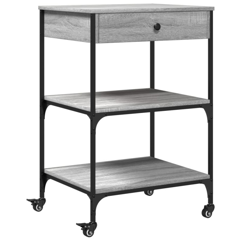 vidaXL Τρόλεϊ Κουζίνας Sonoma Γκρι 60x48x89,5 εκ. Επεξεργασμένο Ξύλο