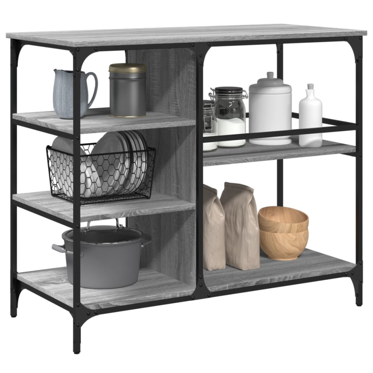 vidaXL Τρόλεϊ Κουζίνας Sonoma Γκρι 100x45x89,5 εκ. Επεξεργασμένο Ξύλο
